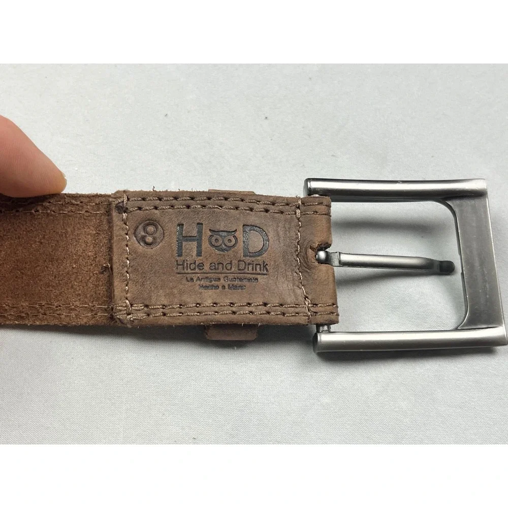 Hide and Drink Brown Full Grain Leather Belt Handcrafted Guatemala Size 38-43